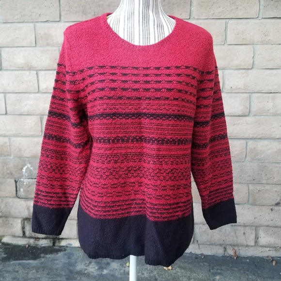 Karen Scott Petites Red and Black Sweater Size XLP - Picture 2 of 5